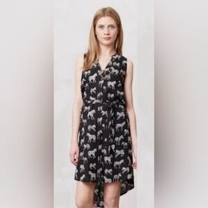 Anthropologie Porridge Sleeveless Wrap Tie Button Down Zebra Dress Size 4